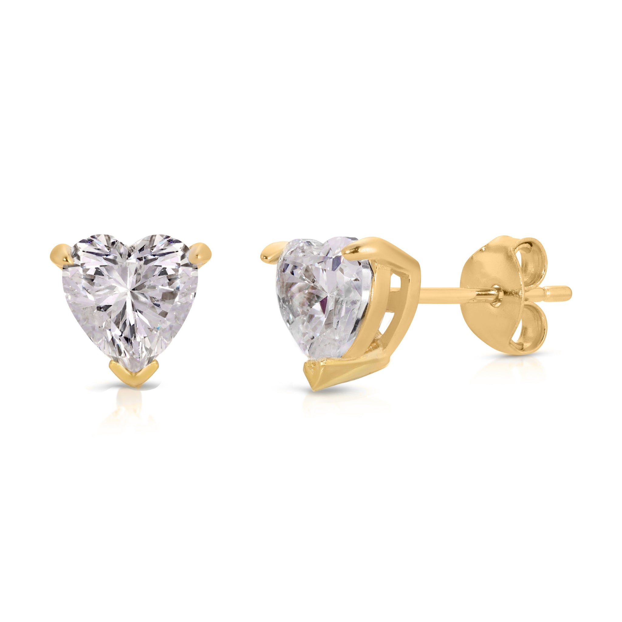 VVS1 Moissanite 1ct Heart Cut Solitaire Stud Earrings Certified - Minimalist earrings - High Quality Heart Cut Stud Earrings