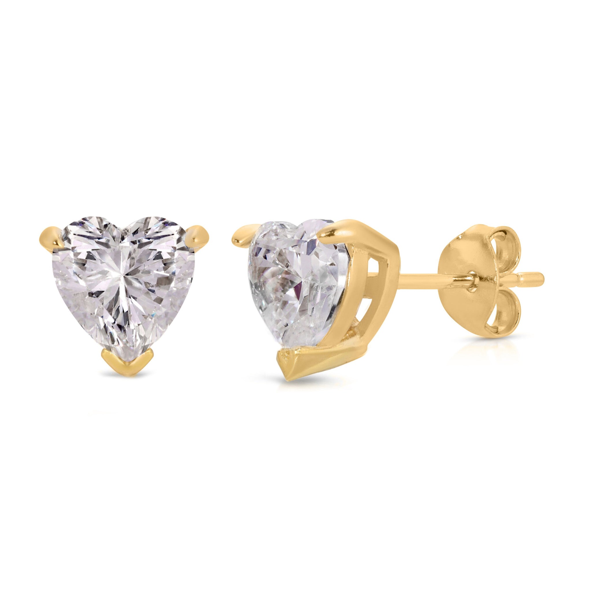 VVS1 Moissanite 3ct Heart Cut Solitaire Stud Earrings Certified - Minimalist earrings - High Quality Heart Cut Stud Earrings