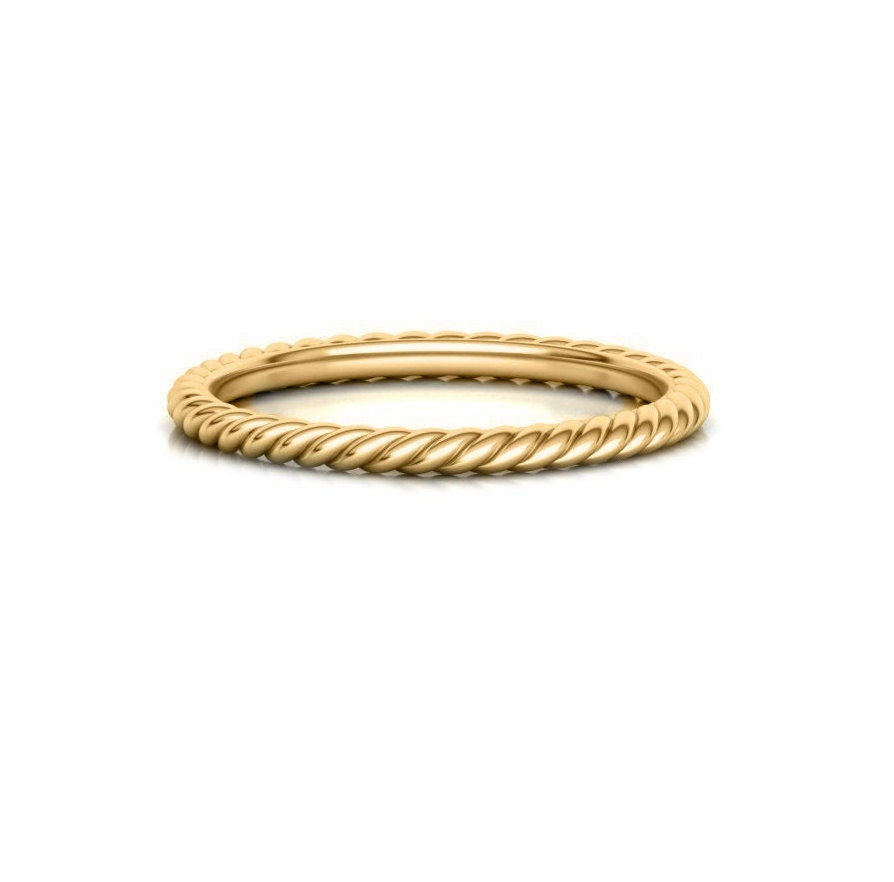 Twist Ring - 14 Solid Gold Twisted Band Ring - Twist Stacking Ring - 1.8mm Wedding Ring - Dainty Twist Ring - Infinity Bridal Dainty Ring