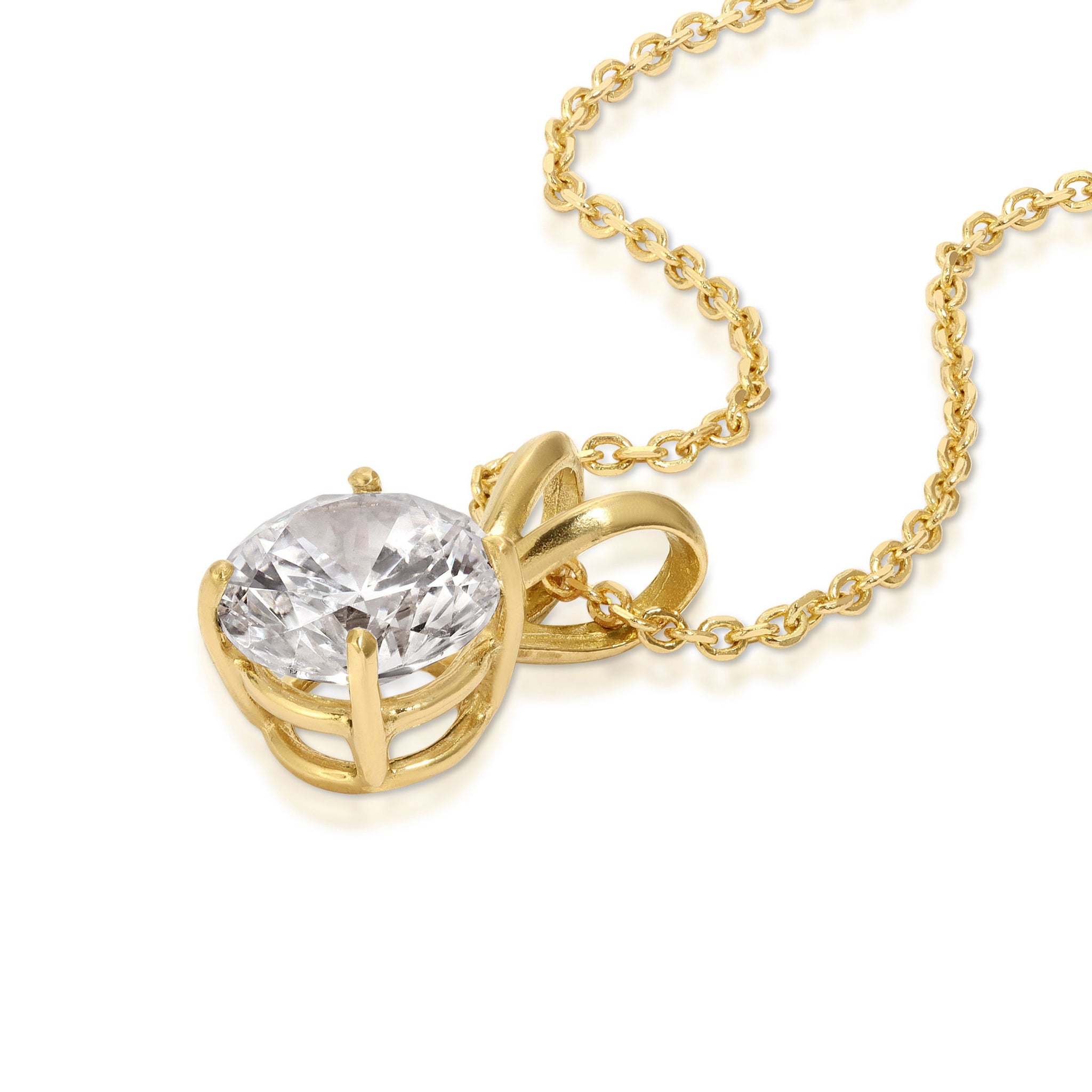 1.5 ct Brilliant Round Cut Solitaire Conflict Free Natural Diamond SI1-2 Color G-H 14K Yellow Gold Pendant with 18" Chain