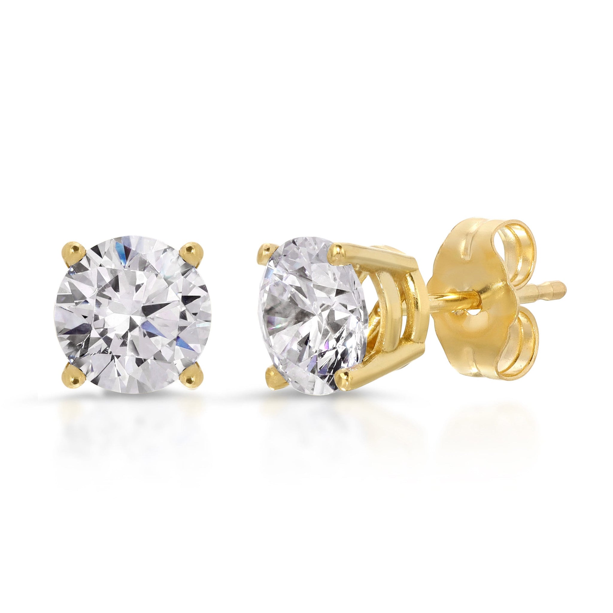 0.50ct Brilliant Round Cut Studs Designer Genuine Flawless Clear Simulated Diamond 14K Yellow Gold Earrings Push back