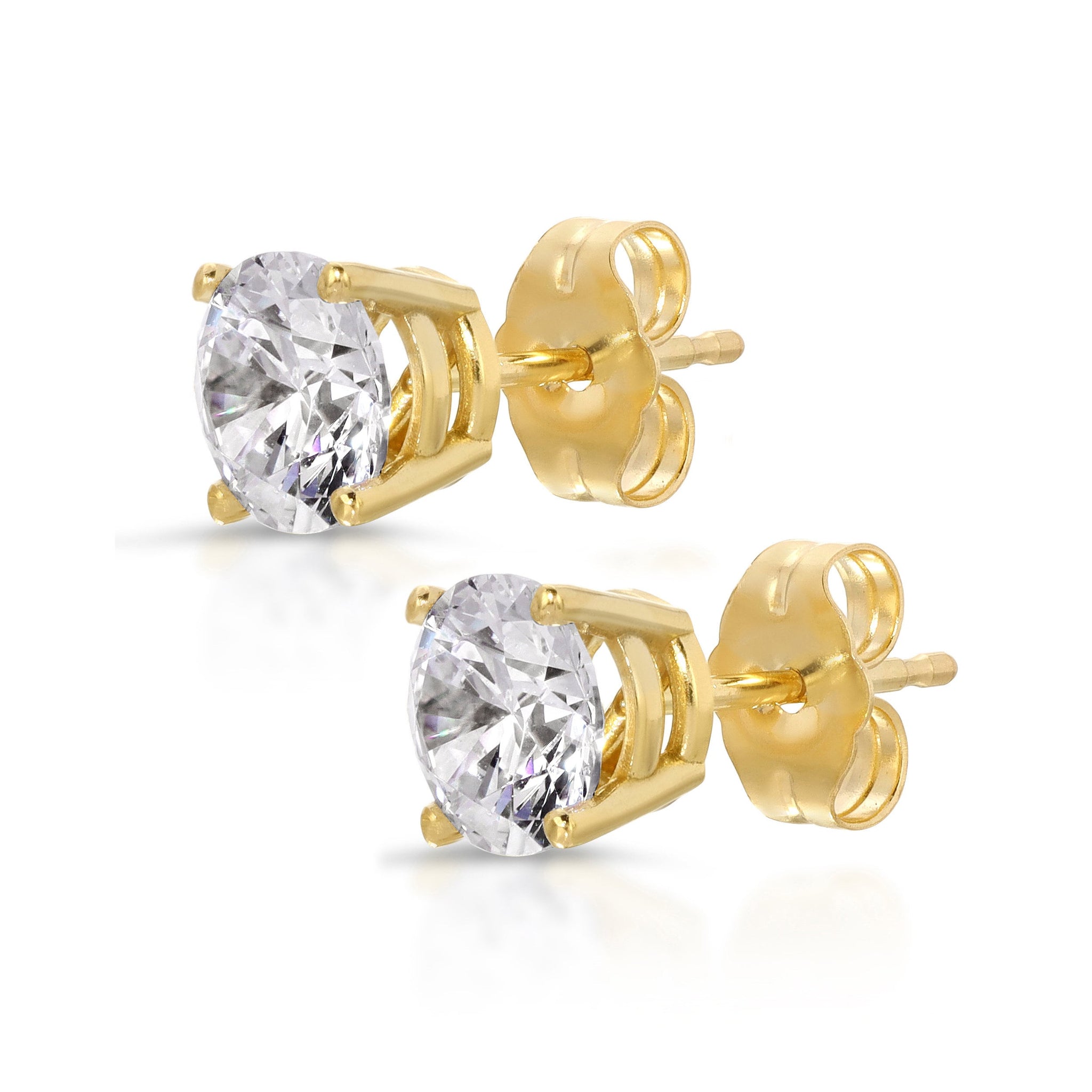 0.50ct Brilliant Round Cut Studs Designer Genuine Flawless Clear Simulated Diamond 14K Yellow Gold Earrings Push back