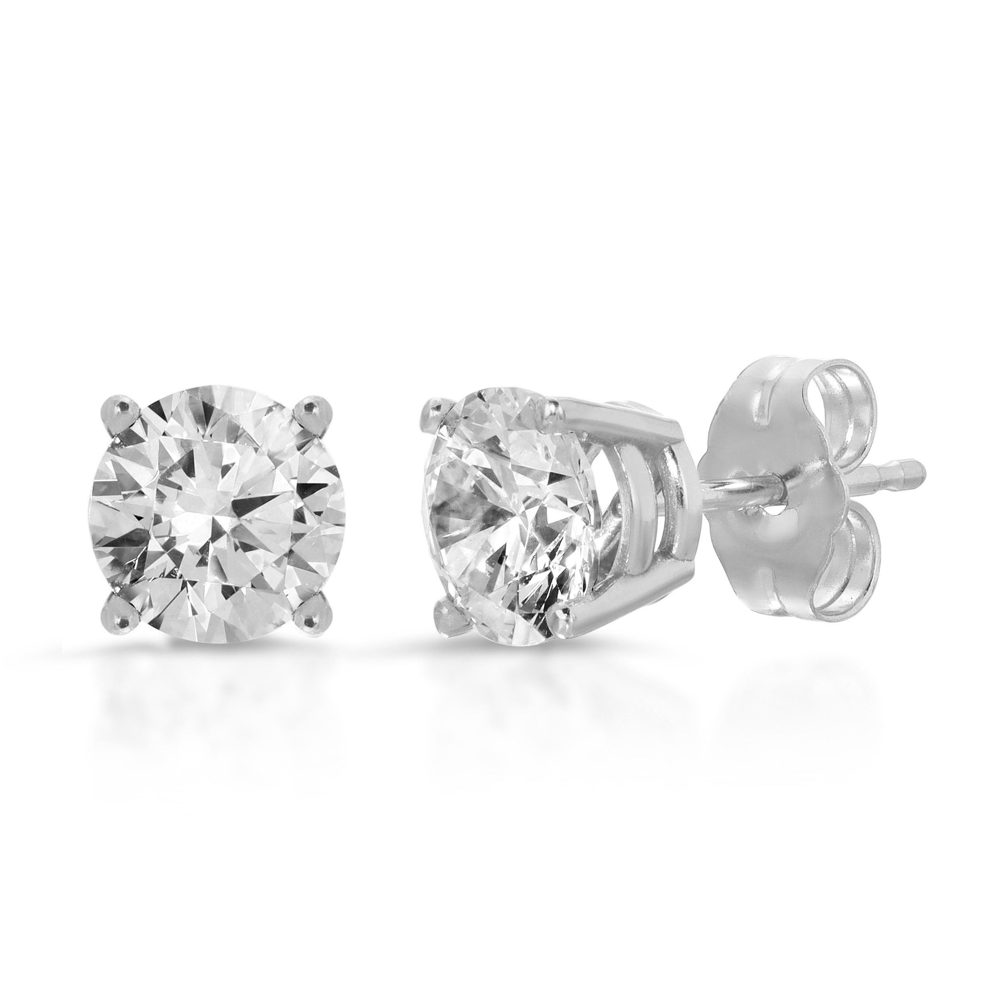 0.50ct Brilliant Round Cut Studs Designer Genuine Flawless Clear Simulated Diamond 14K White Gold Earrings Push back