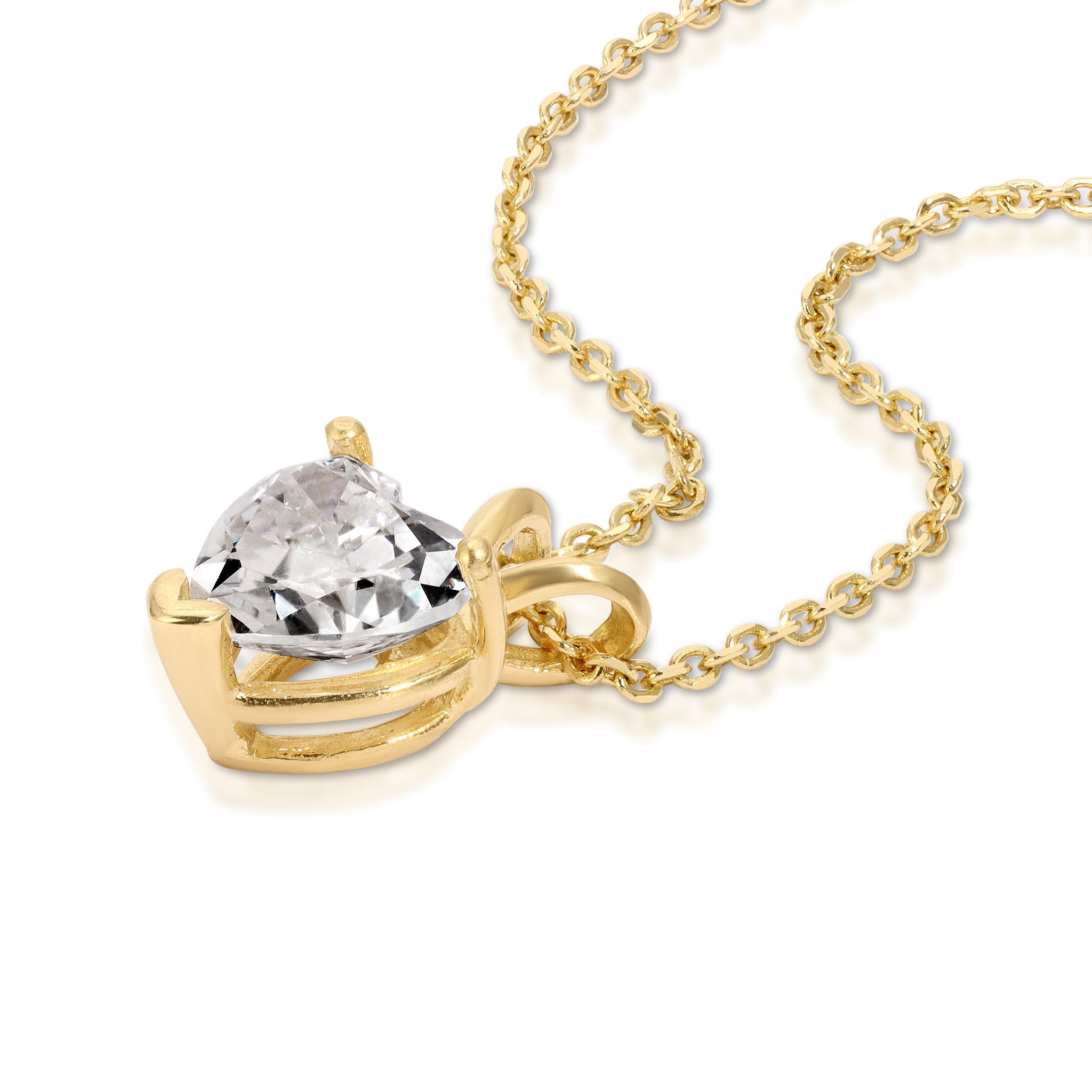 2 ct Natural Diamond Stone Clarity VS1-2 Color G-H Brilliant Heart Cut Solitaire 14K Yellow Gold Pendant with 16" Chain