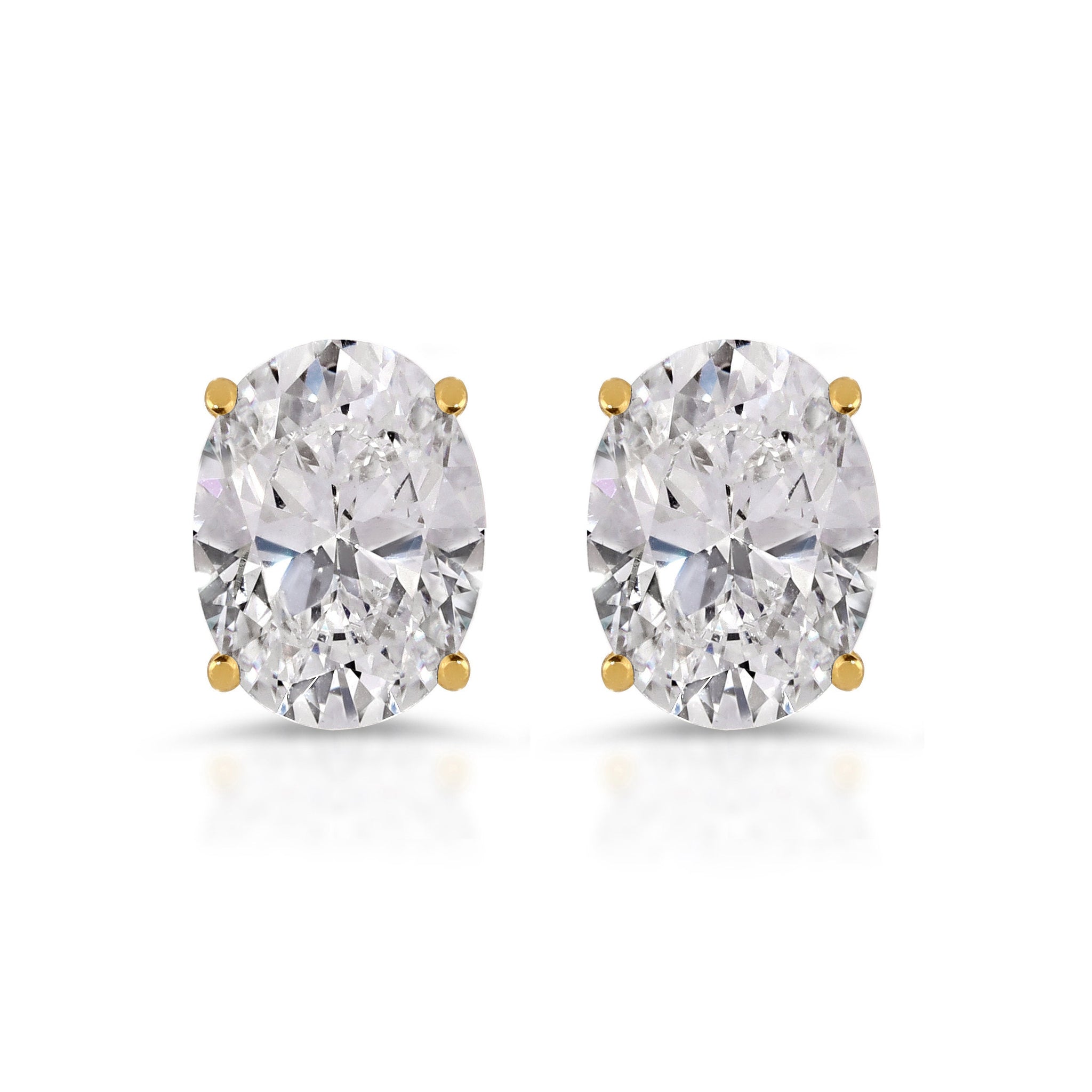 1.5 CT Brilliant Oval Cut Studs Designer Genuine Flawless Natural Diamond 14K Yellow Gold Earrings Push Back