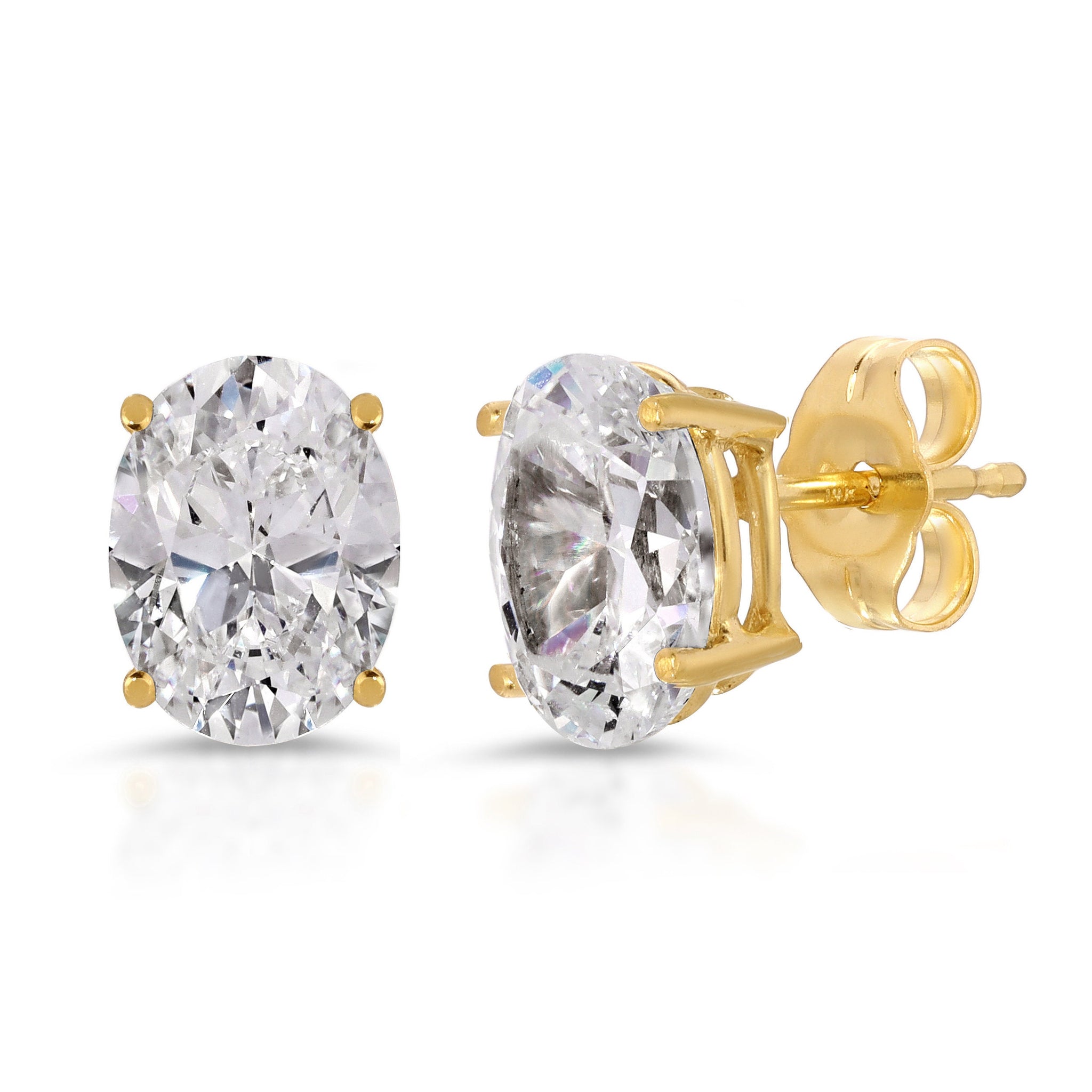 2.5 Ct Brilliant Oval Cut Studs Designer Genuine Flawless Clear Simulated Diamond 14K Yellow Gold Earrings Push Back