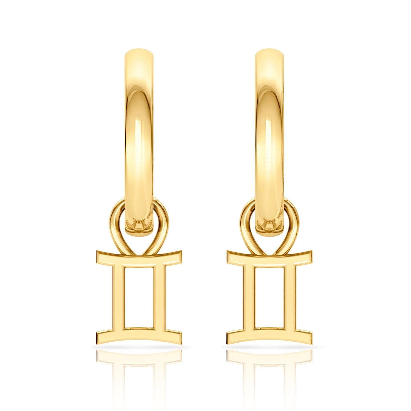 Dangle drop zodiac sign earrings 14k Yellow Gold