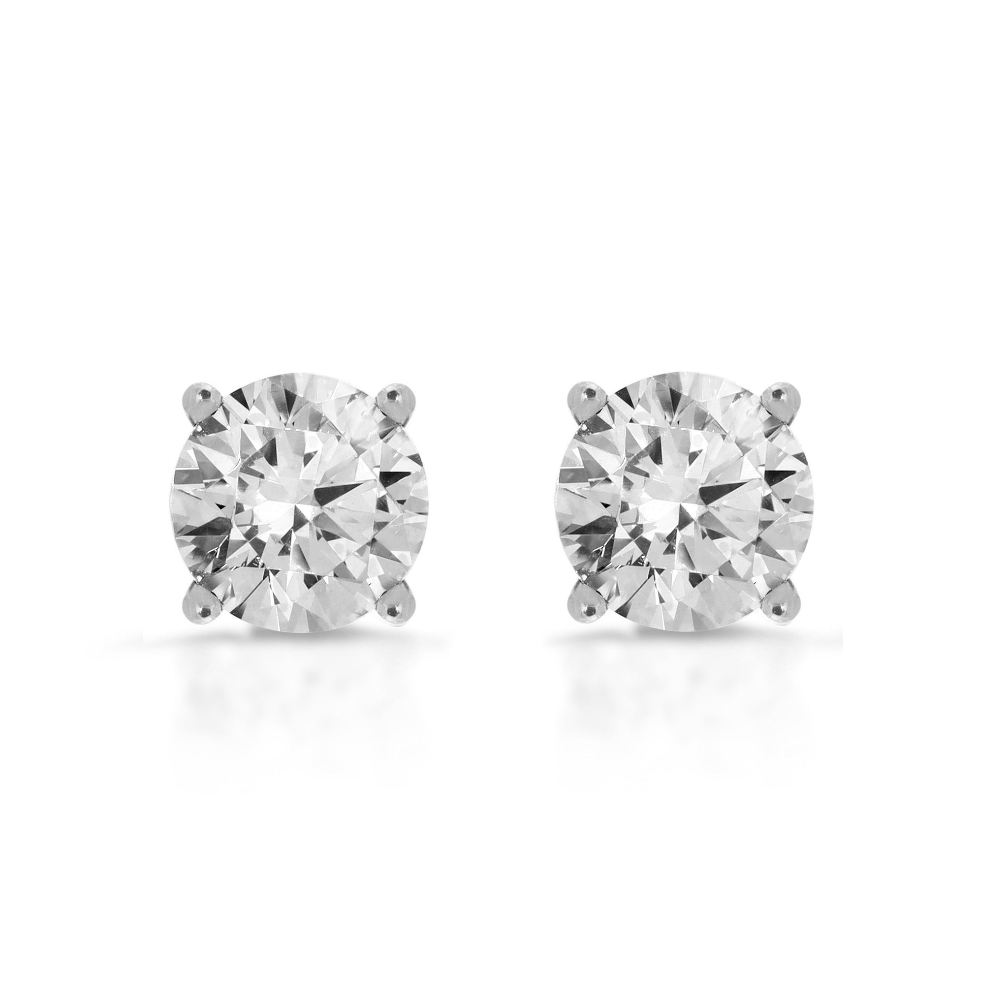 2 ct Brilliant Round Cut Studs Designer Genuine Flawless Clear Simulated Diamond 14K White Gold Earrings Push Back