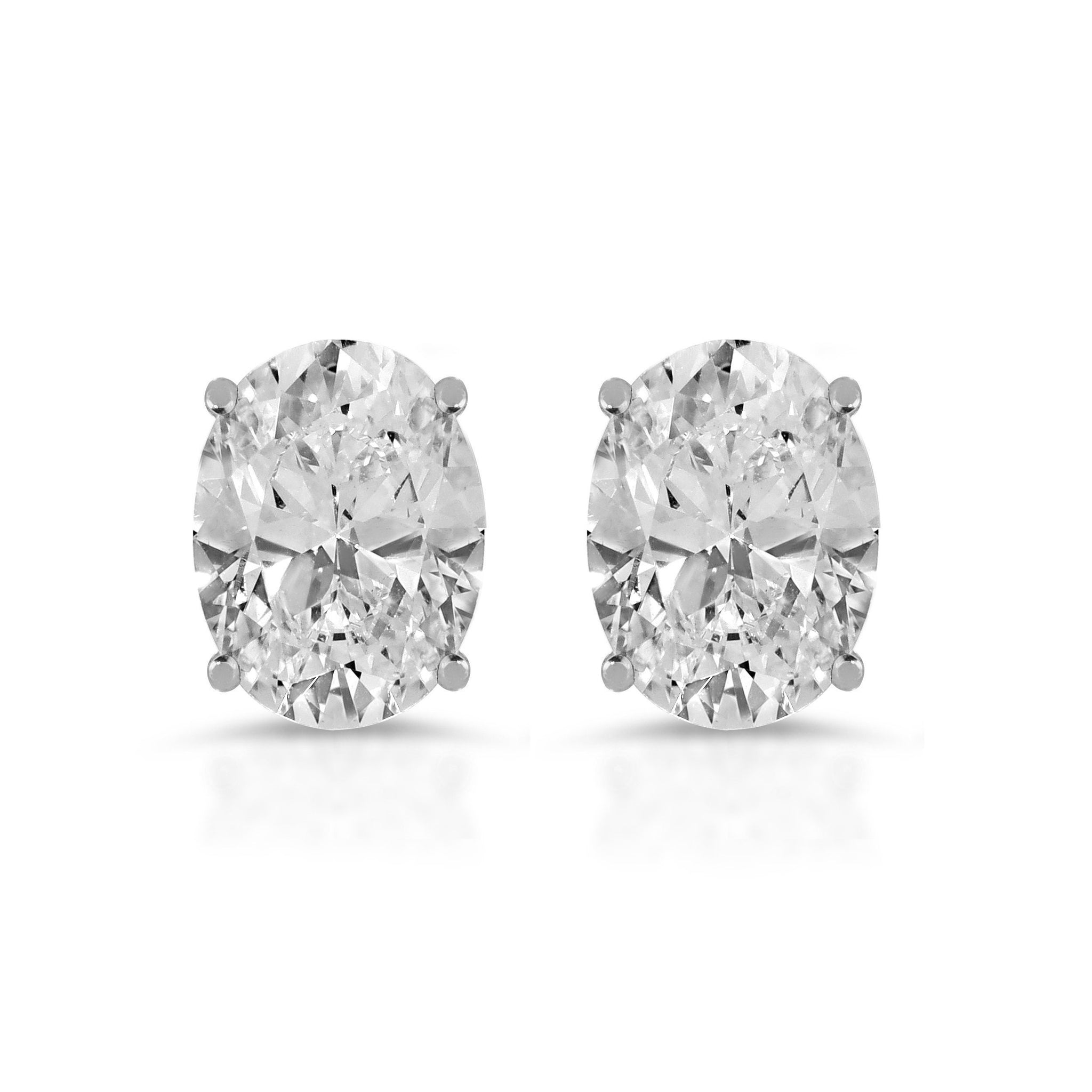 1.5 CT Brilliant Oval Cut Studs Designer Genuine Flawless Clear Simulated Diamond 14K White Gold Earrings Push Back