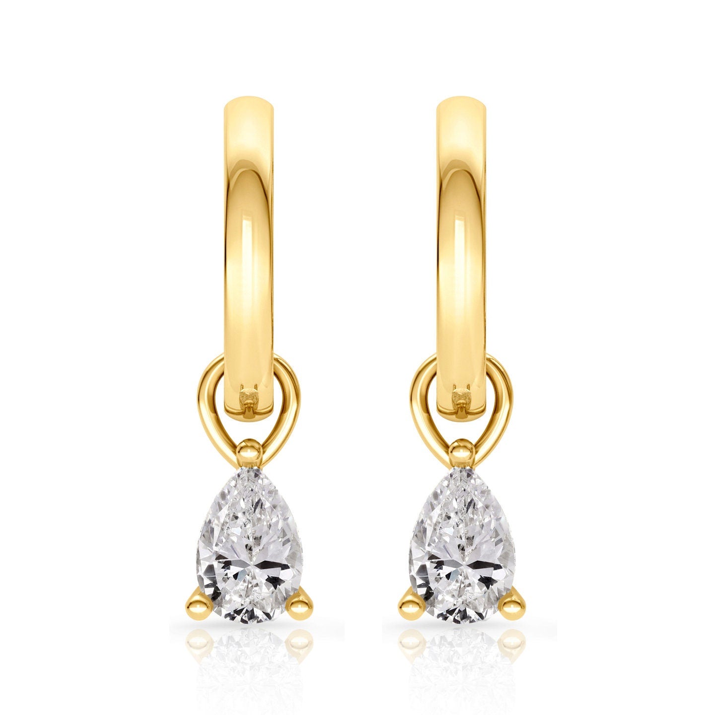 Dangle drop pear shape simulated earrings 14k Yellow Gold