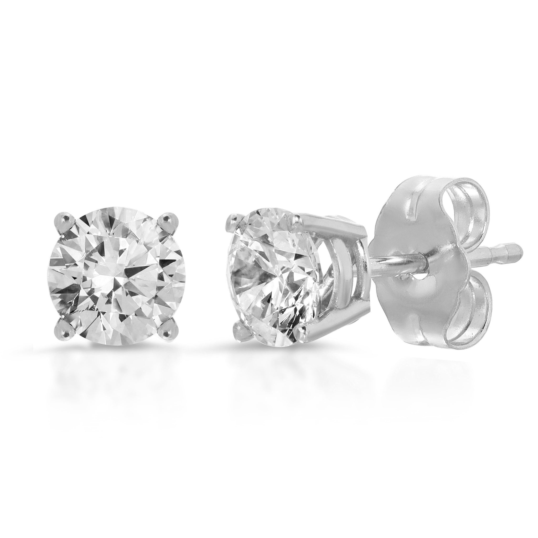 0.20ct Brilliant Round Cut Studs Designer Conflict Free Natural Diamond G/HSI 14K White Gold Earrings Push back