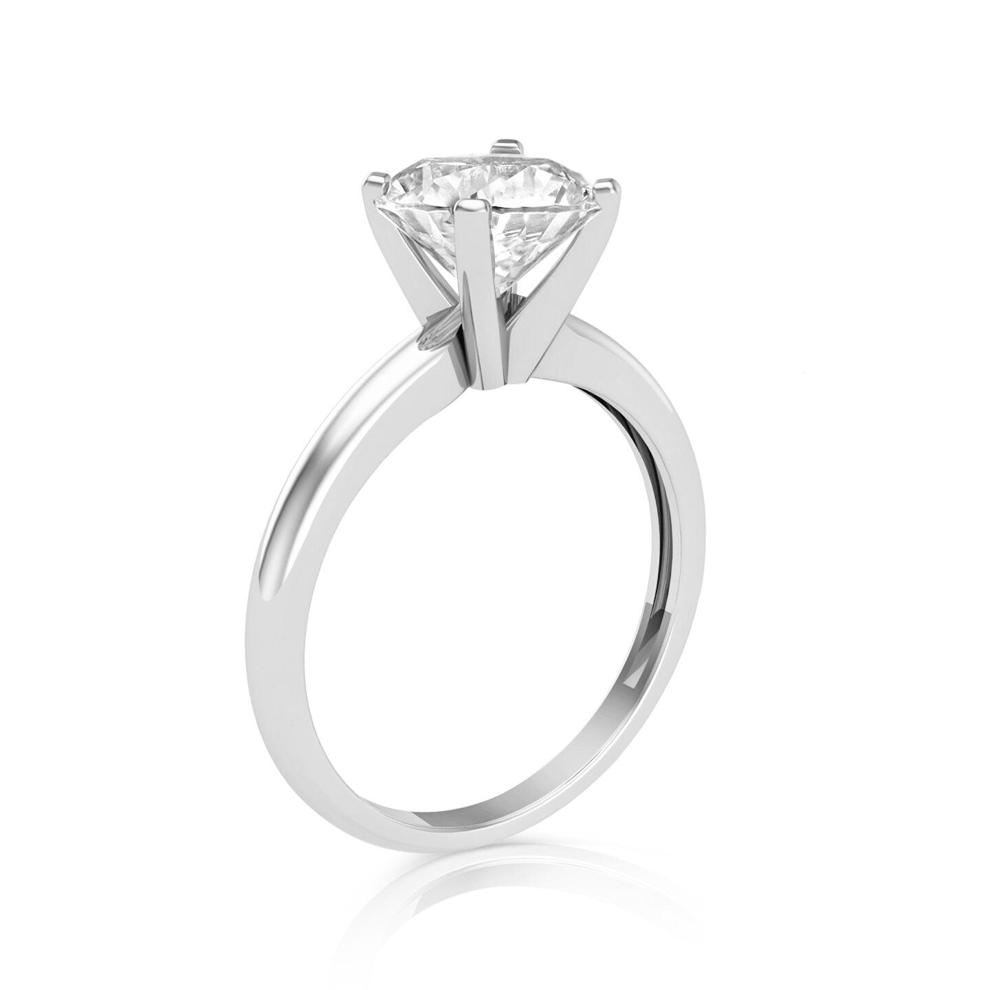 Ring In Solid 14k White Gold, The Question Popped,  2.00 CT Simulated Round Cut Solitaire Wedding Ring In Solid 14K  White