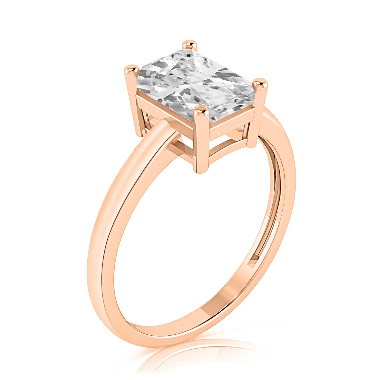 Ring 14k Rose Gold , Delicate Ring, Delicate Engagement Ring, Delicate Gold Ring, 1.0 ct Emerald Cut Solitaire Ring