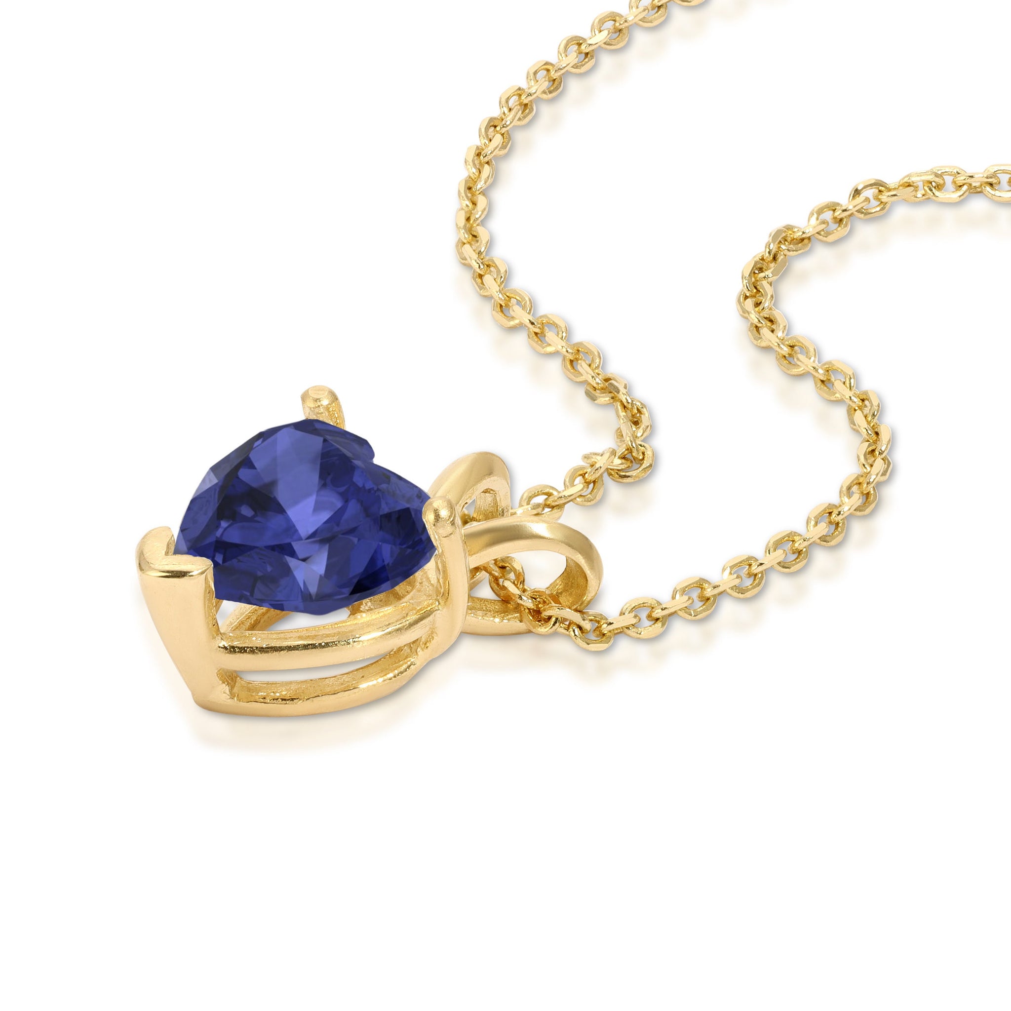 2 ct Brilliant Heart Cut Solitaire Designer Genuine Flawless Blue Sapphire Simulated Diamond 14K Yellow Gold Pendant with 18" Chain