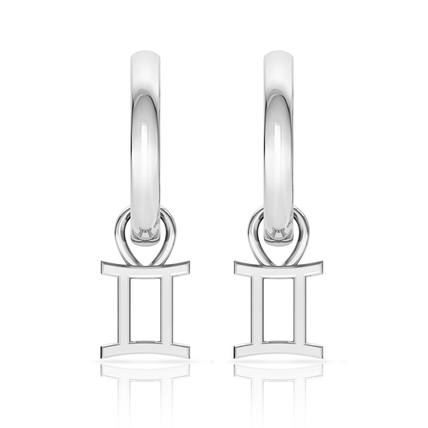 Dangle drop zodiac earrings 14k white gold