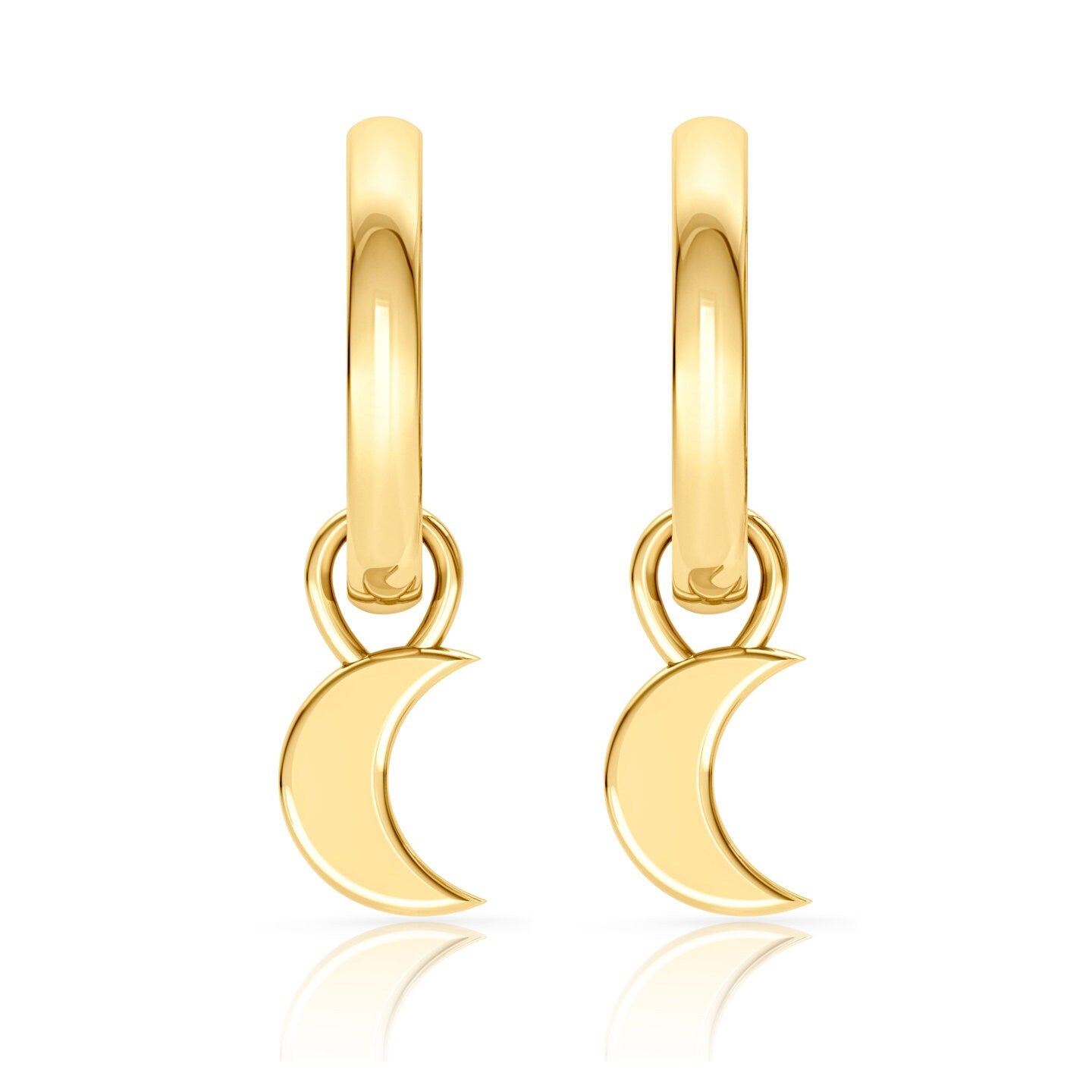 Dangle drop moon earrings 14k yellow gold