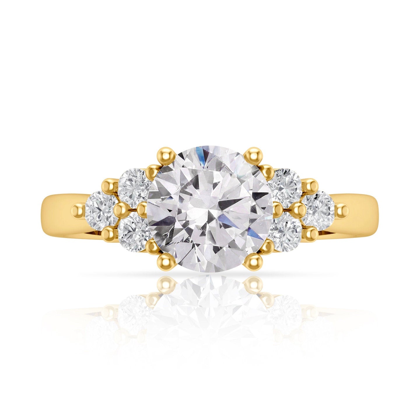 1.97ct round cut clear simulated diamond 14k yellow gold anniversary engagement ring