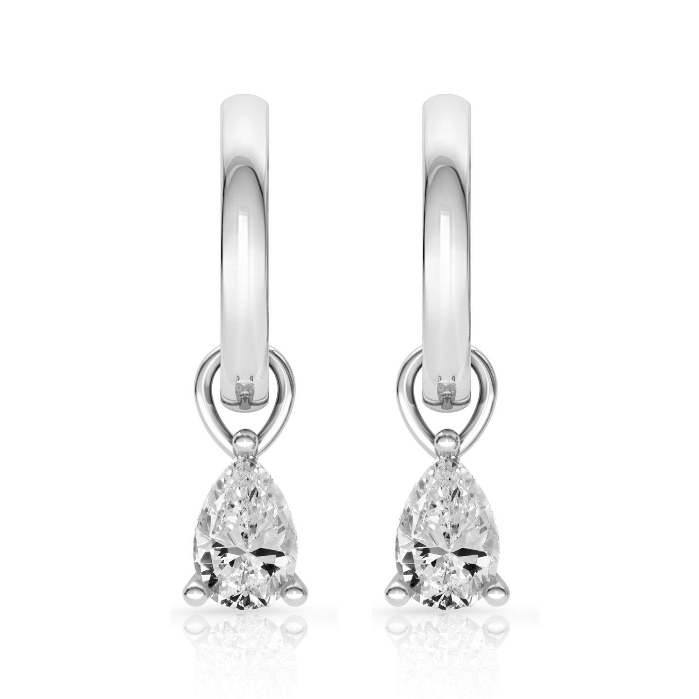 Dangle drop pear shape simulated earrings 14k White Gold