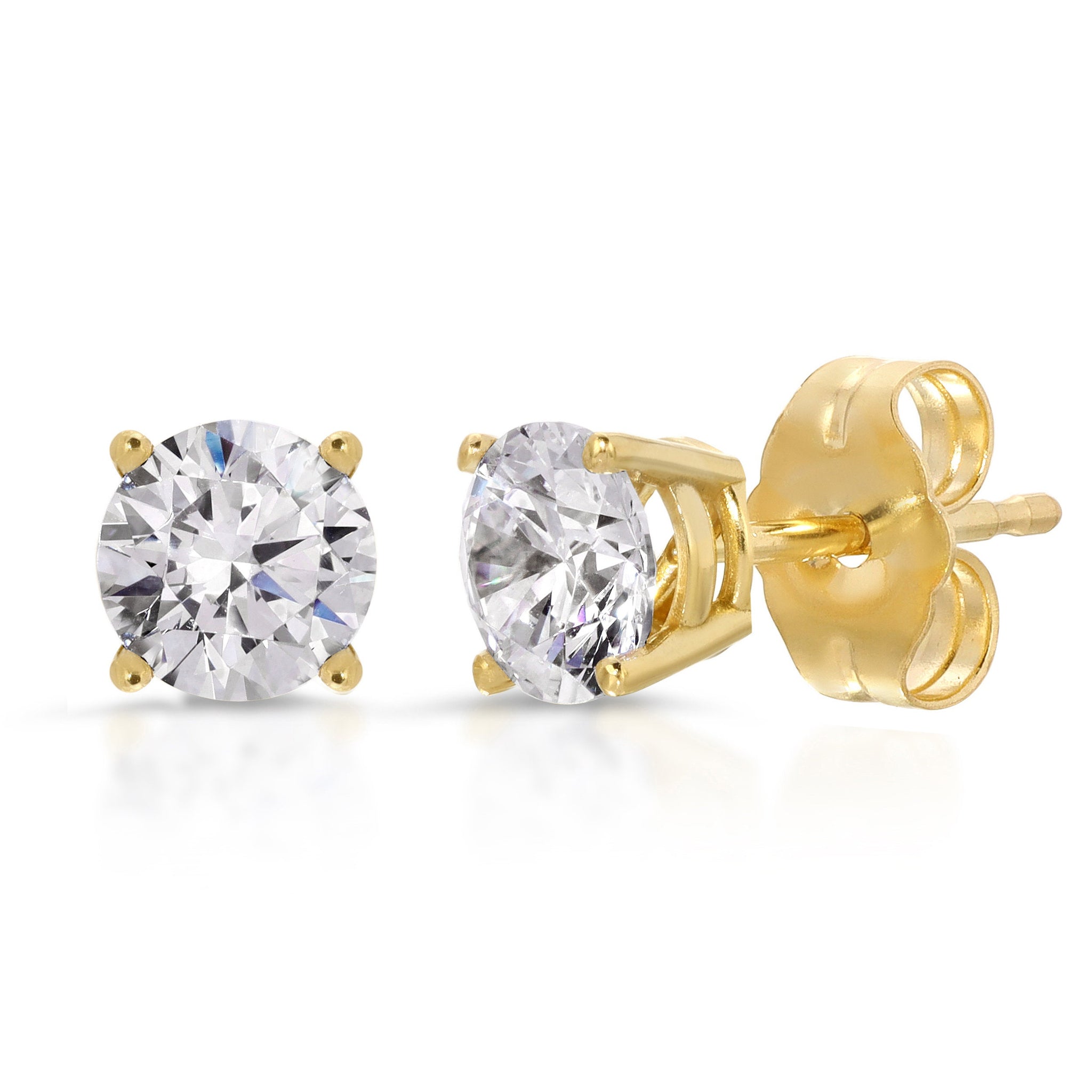 0.20ct Round Brilliant Round Cut Ideal VVS1 Moissanite Studs 14K Yellow Gold Earrings Push back