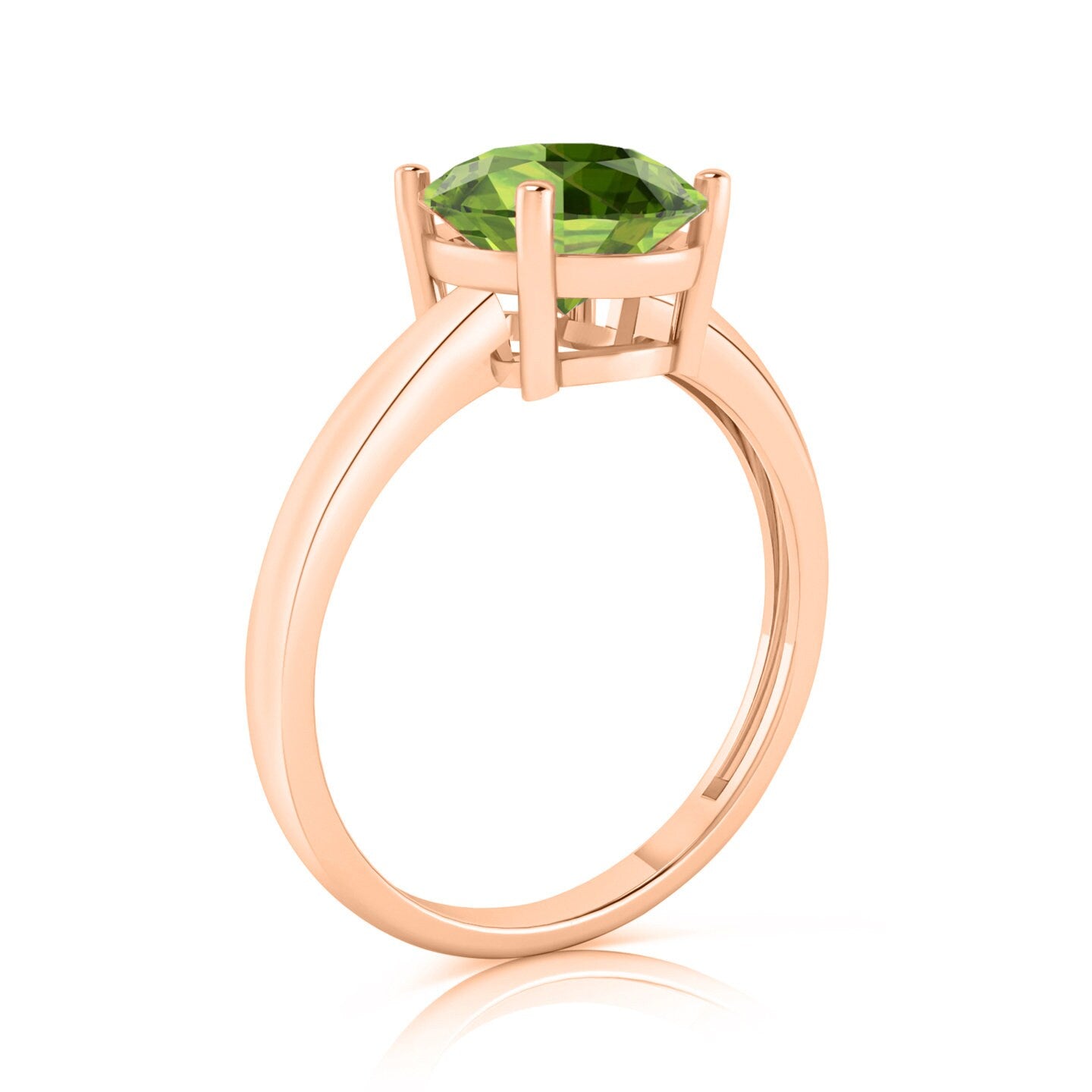 1.25Ct Genuine Natural Peridot Oval Designer Solitaire Engagement Wedding Ring 14k Rose Gold