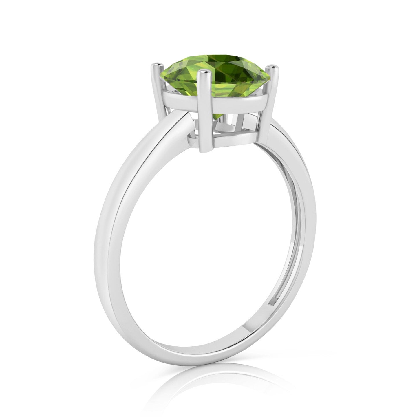 1.25Ct Genuine Natural Peridot Oval Designer Solitaire Engagement Wedding Ring 14k White Gold