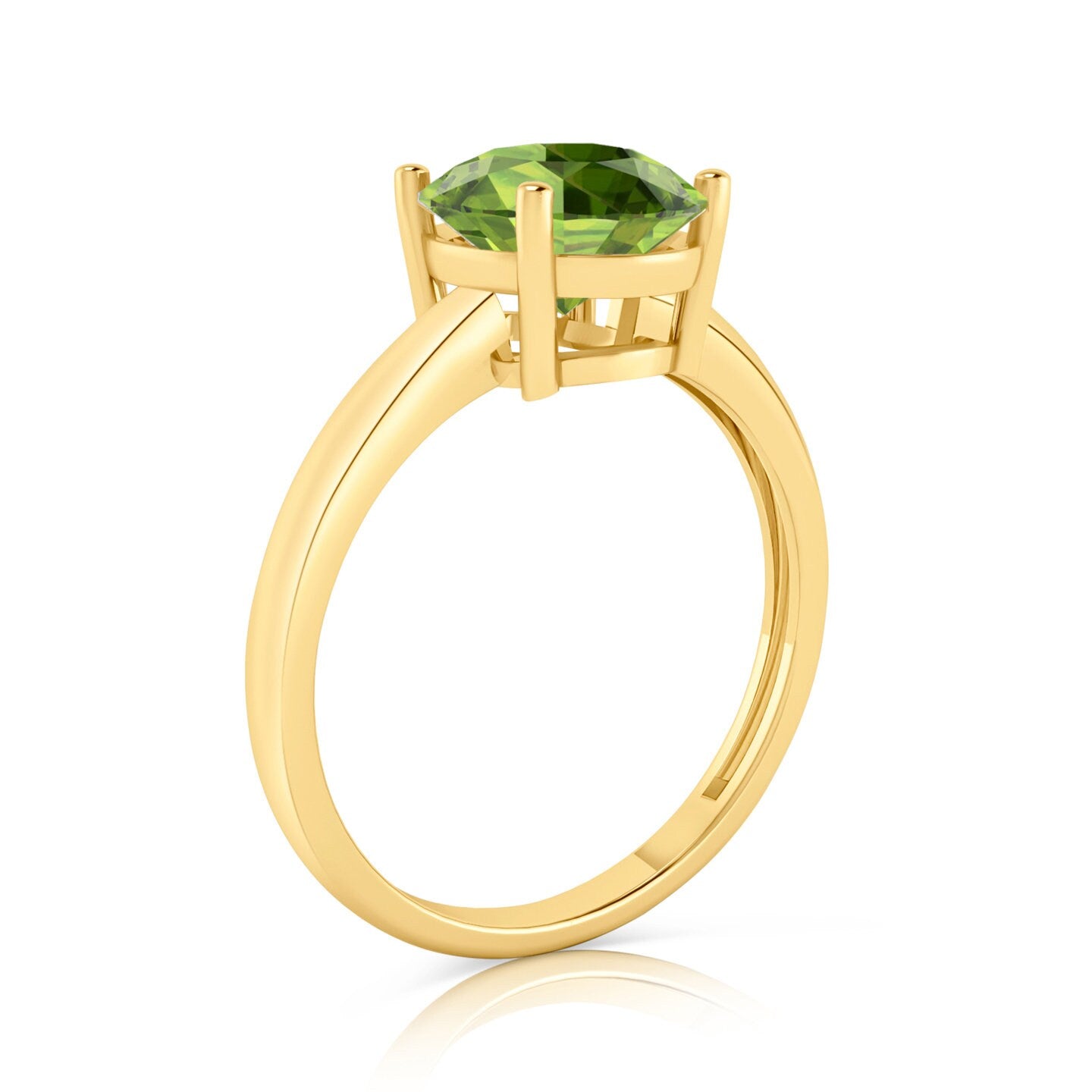 2 Ct Genuine Natural Peridot Oval Designer Solitaire Engagement Wedding Ring 14k Yellow Gold