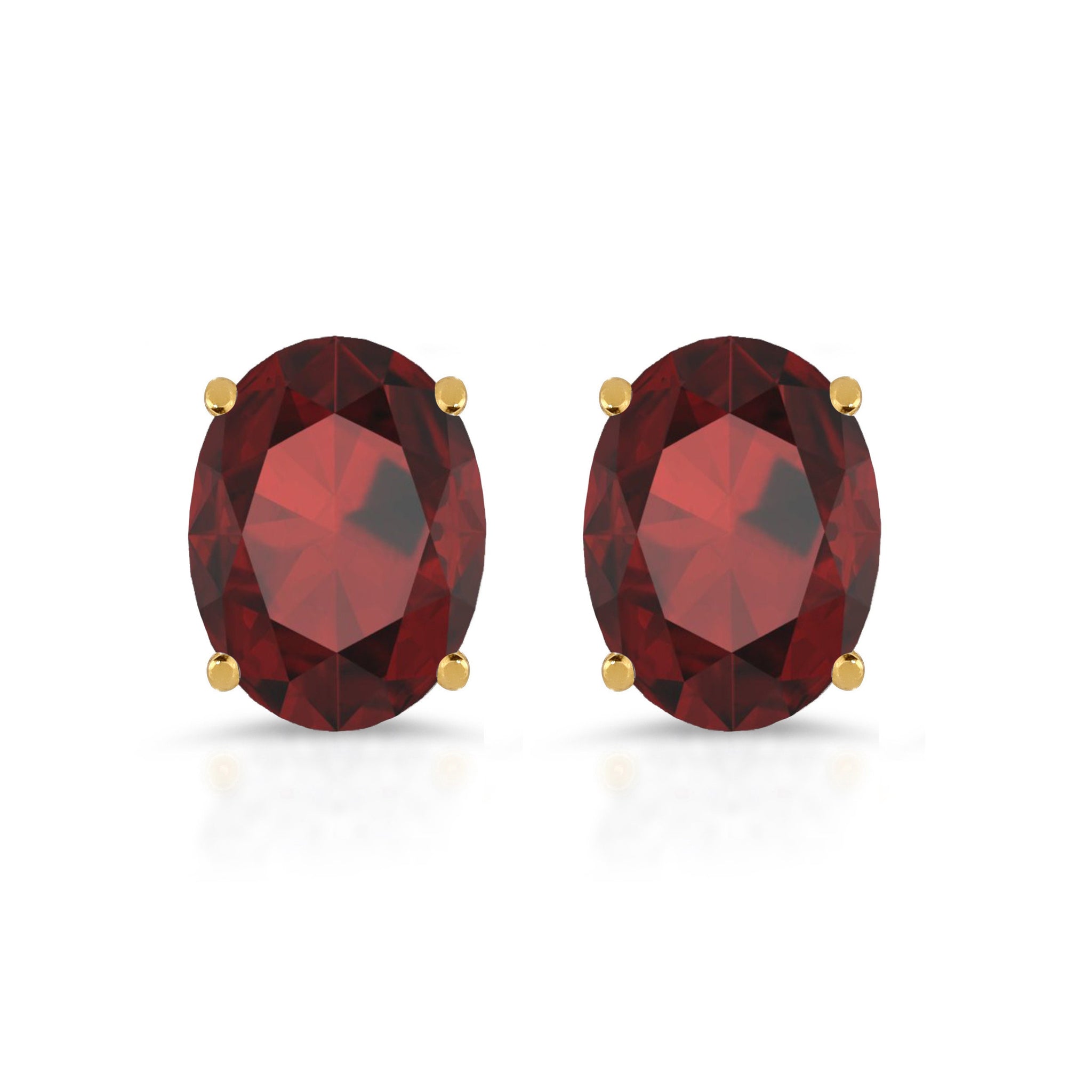 4 ct Natural Genuine Garnet Brilliant Oval Cut Studs Designer 14K Yellow Gold Earrings Push Back