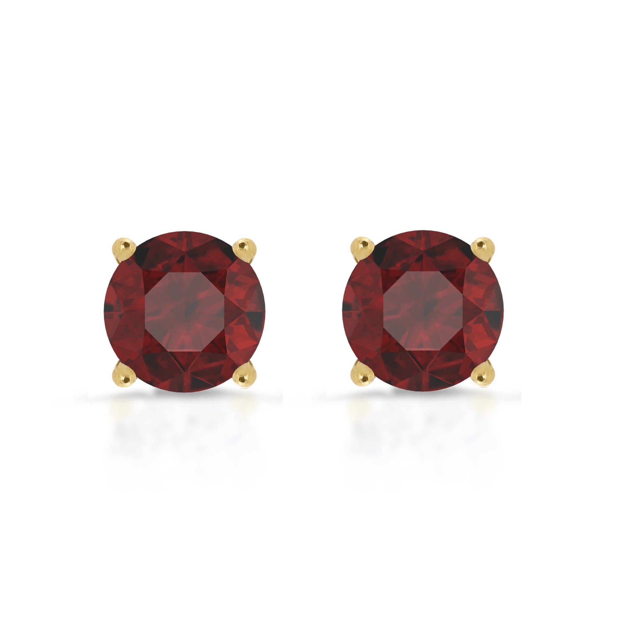 5.5 ct Natural Genuine Garnet Brilliant Round Cut Studs Designer 14K Yellow Gold Earrings Push Back