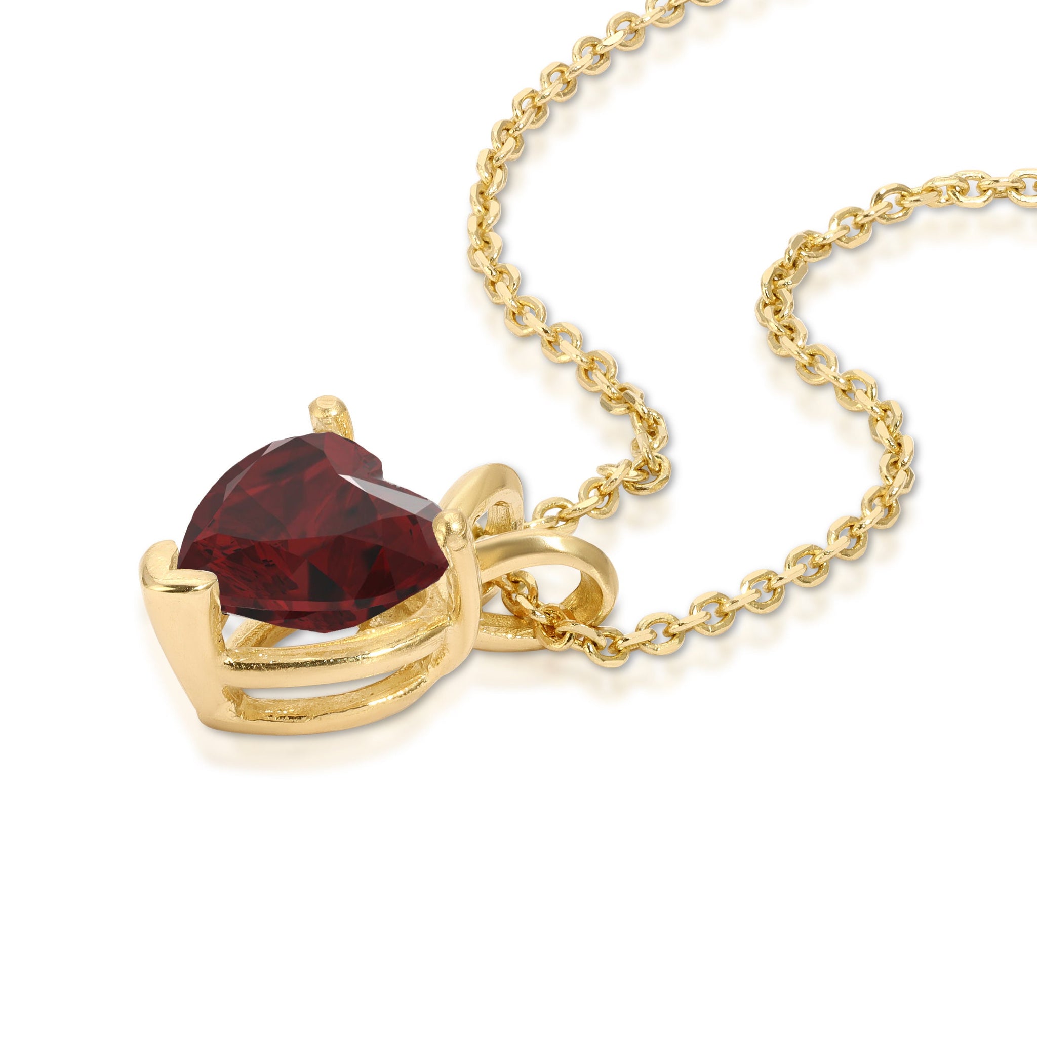 2.00 ct Natural Genuine Garnet Brilliant Heart Cut Designer 14K Yellow Gold Pendant with 18" Chain