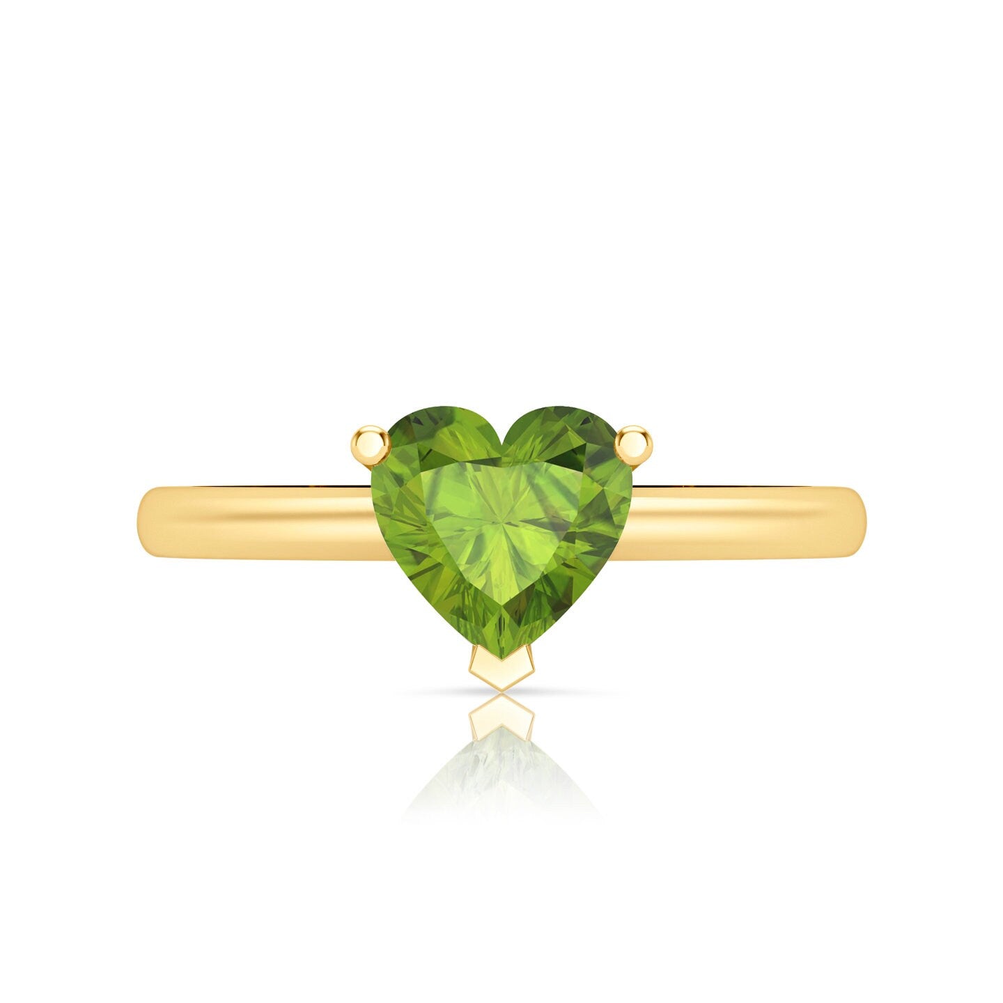 0.50Ct Genuine Natural Peridot Heart Designer Engagement Wedding Ring 14k Yellow Gold