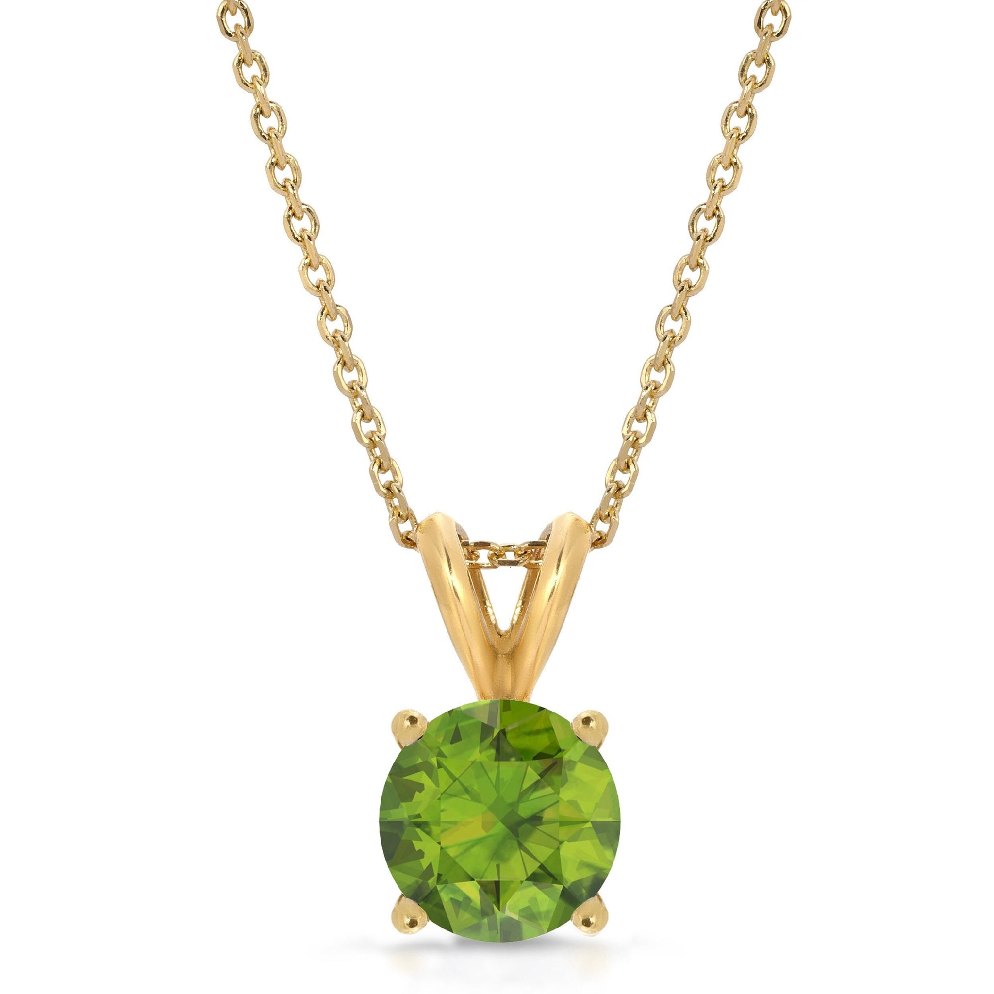 2.75 ct Natural Genuine Peridot Brilliant Round Cut Designer 14K Yellow Gold Pendant with 16" Chain