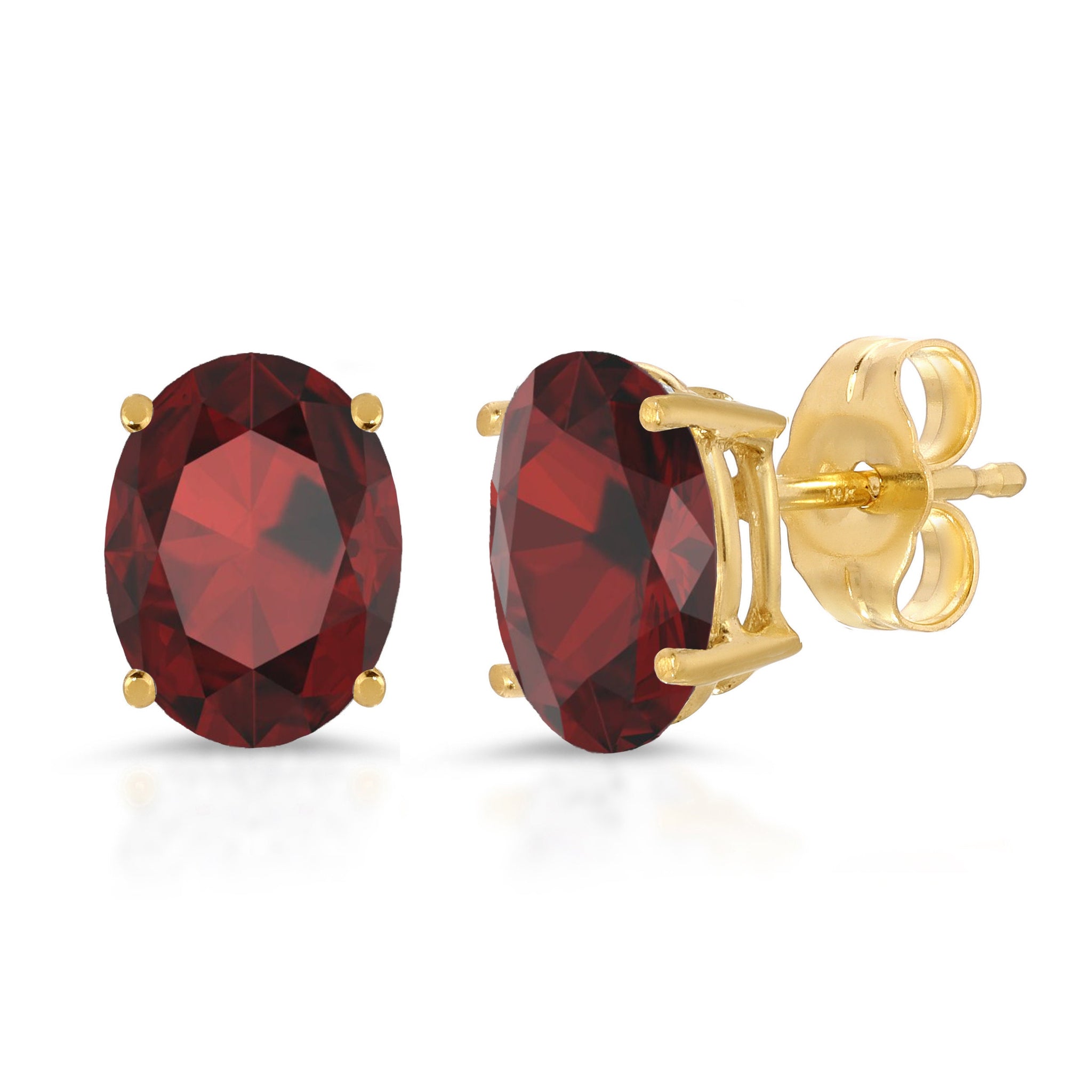 1.5ct Natural Genuine Garnet Brilliant Oval Cut Studs Designer 14K Yellow Gold Earrings Push Back