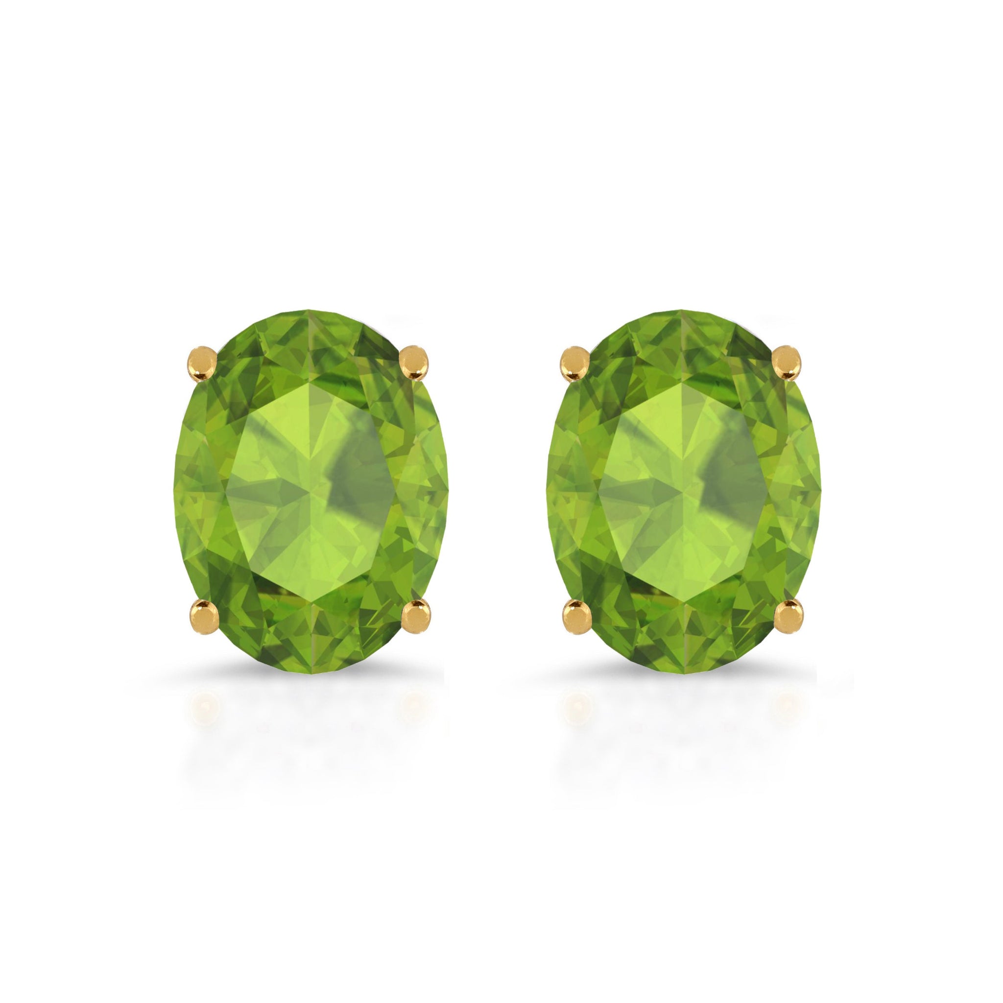 2.50 ct Natural Genuine Peridot Brilliant Oval Cut Studs Designer 14K Yellow Gold Earrings Push Back