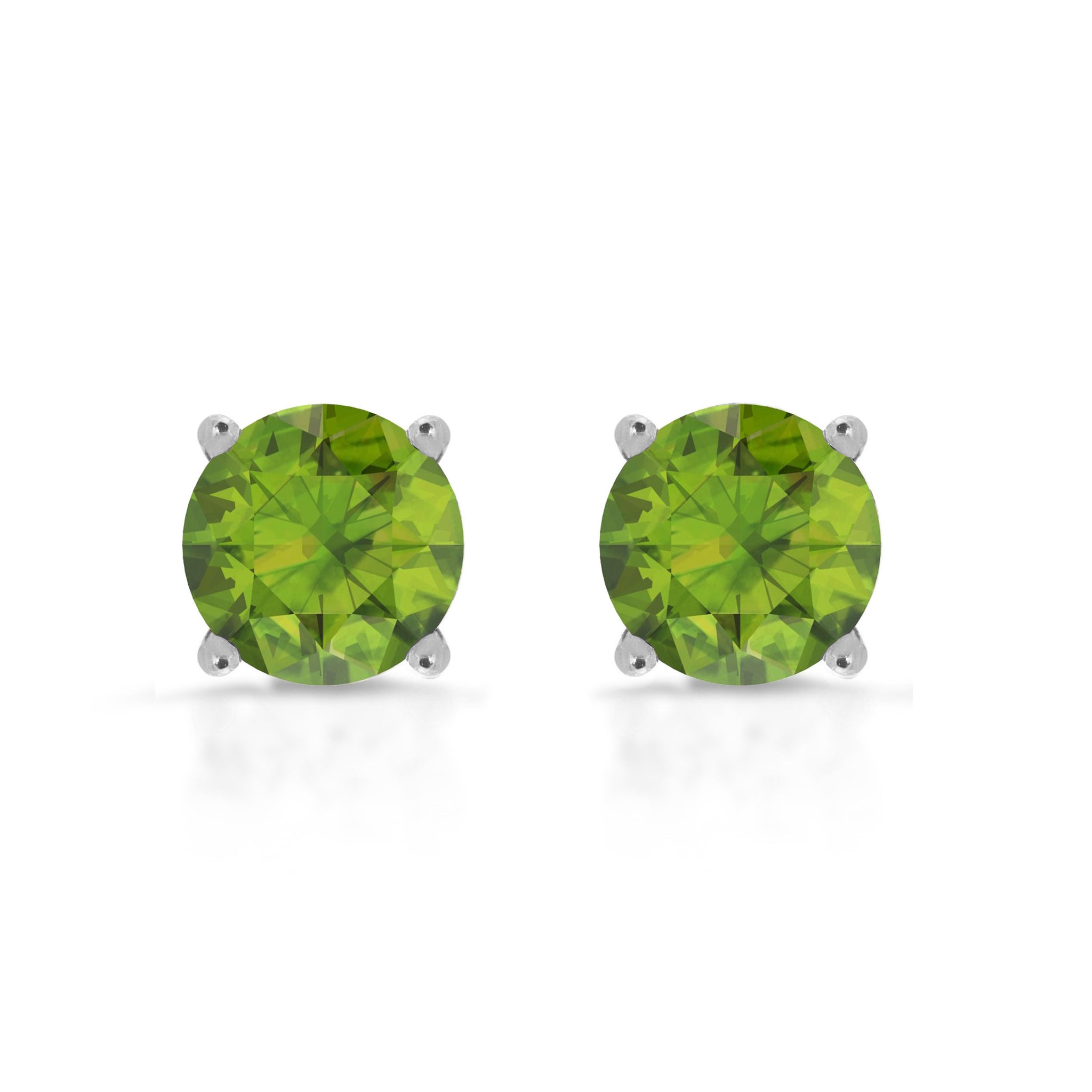 0.20 ct Natural Genuine Peridot Brilliant Round Cut Studs Designer 14K Yellow Gold Earrings Push Back