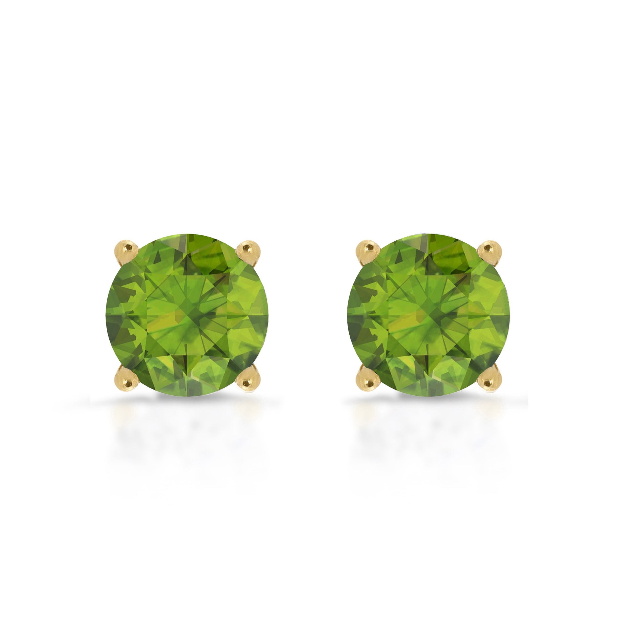 1.60 ct Natural Genuine Peridot Brilliant Round Cut Studs Designer 14K Yellow Gold Earrings Push Back