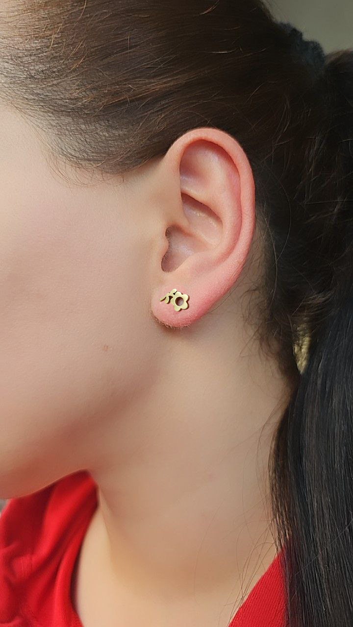 Flower 14k Solid Gold Earrings push back