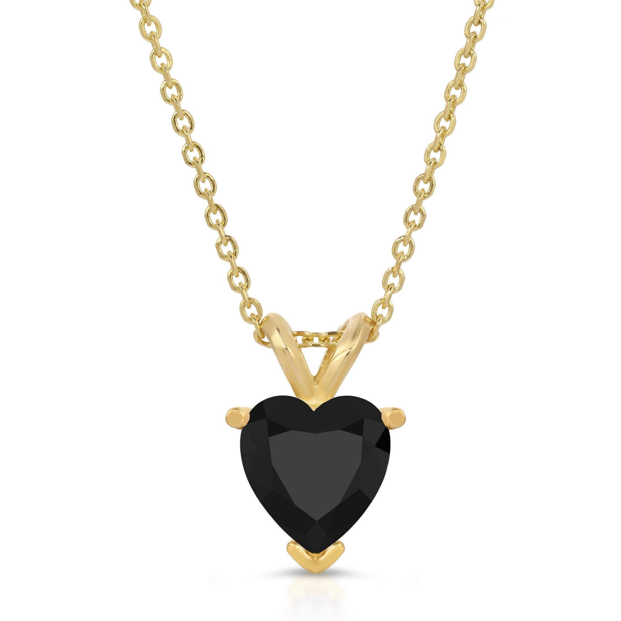 3 ct Natural Genuine Onyx Brilliant Heart Cut Designer 14K Yellow Gold Necklace 18" inches